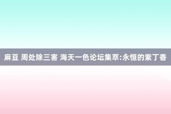 麻豆 周处除三害 海天一色论坛集萃:永恒的紫丁香